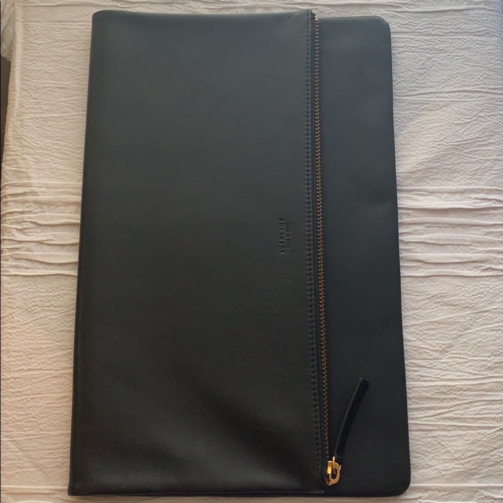 Everlane black foldover clutch pouch